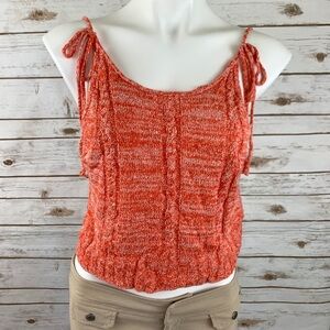 Free People Bombshell Tank Orange Cable Knit Top